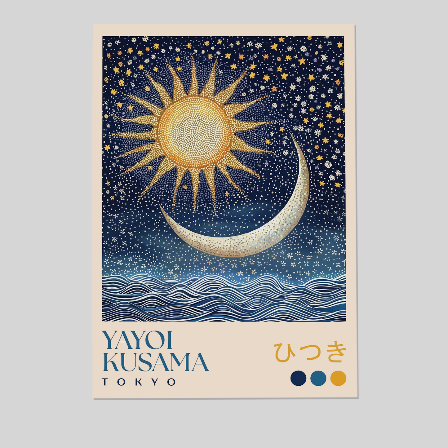 Yayoi Kusama Sun and Moon Print – Abstract Art Poster