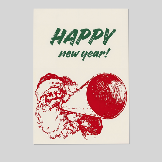 Vintage Santa Claus Happy New Year Poster, One Sheet Wall Size 24''x36''