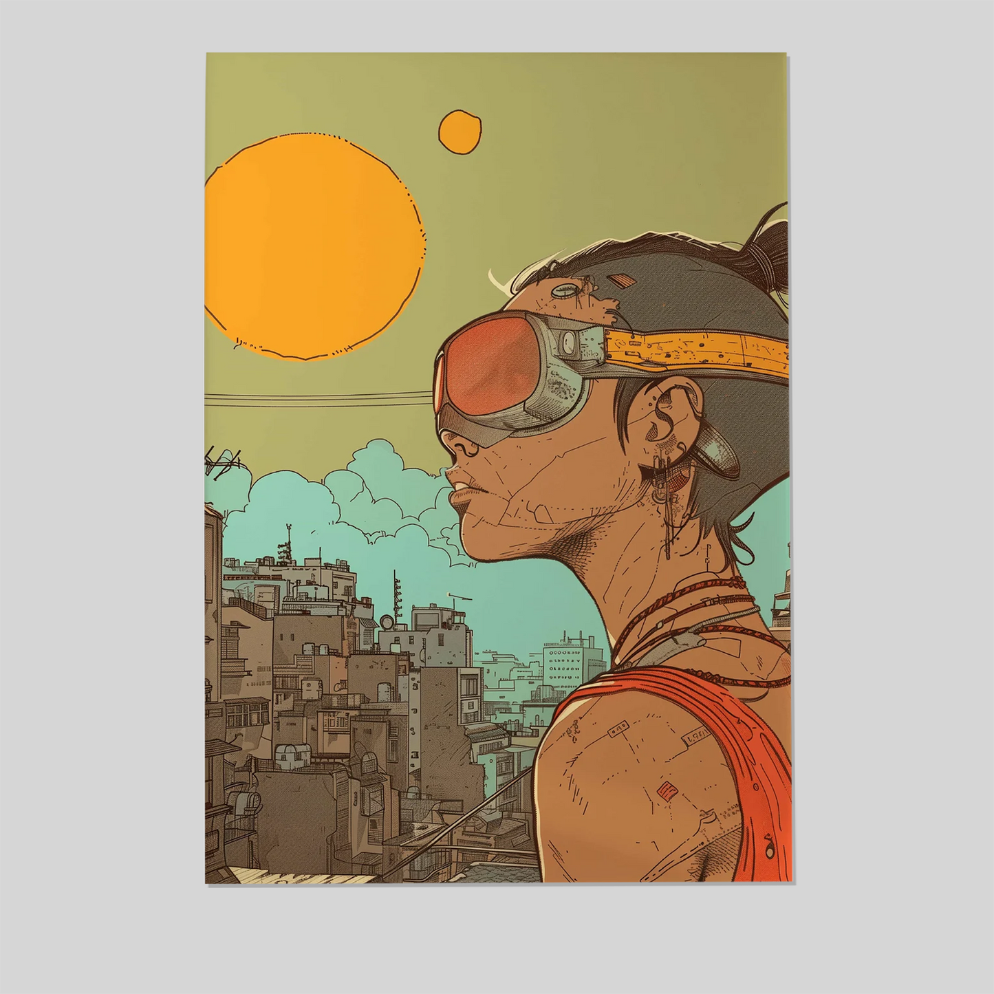 Retro Cyberpunk Futuristic City Poster - Sci-Fi Style Art Print with Urban Vibe