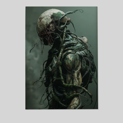 Nature-Machine Hybrid Figure - Biopunk Sci-Fi Wall Art