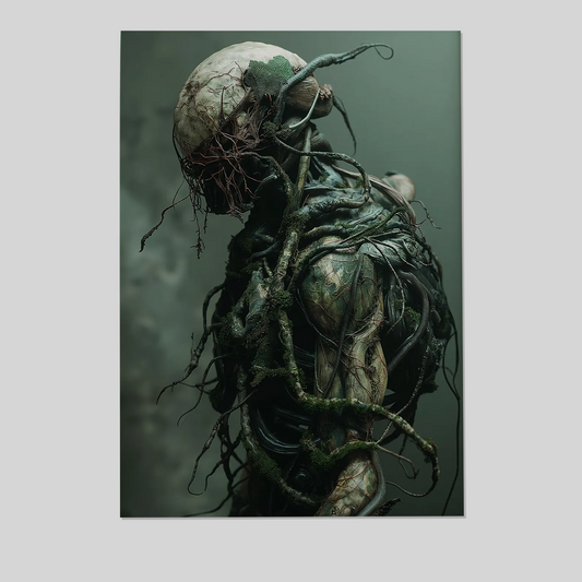 Nature-Machine Hybrid Figure - Biopunk Sci-Fi Wall Art