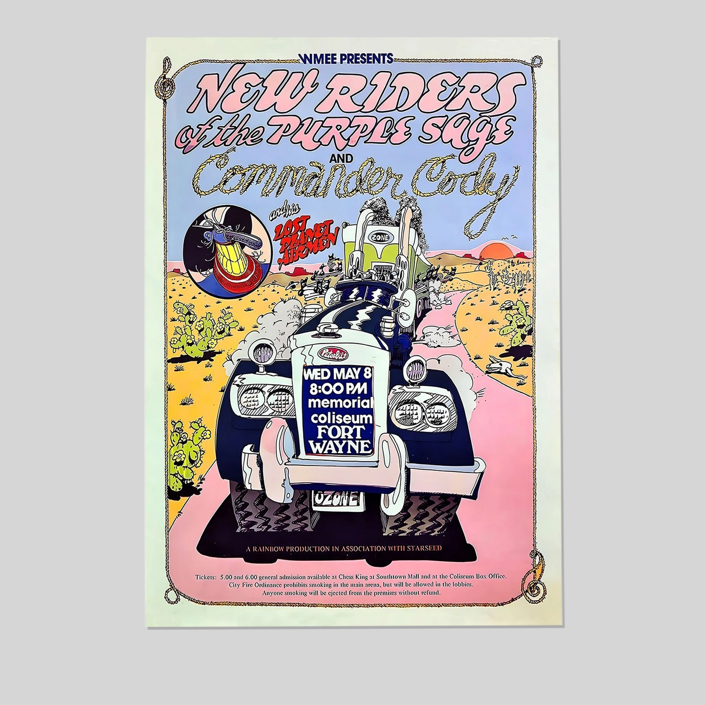 New Riders Commander Cody Poster - Country Wall Art Size 24''x36''