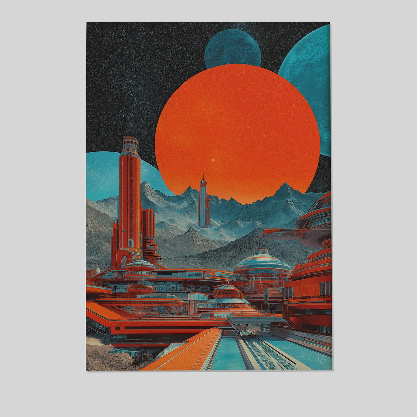 Retro Futuristic City Wall Art - Alien Planet Poster