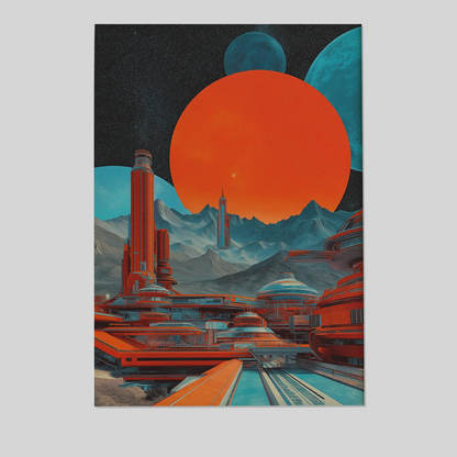 Retro Futuristic City Wall Art - Alien Planet Poster