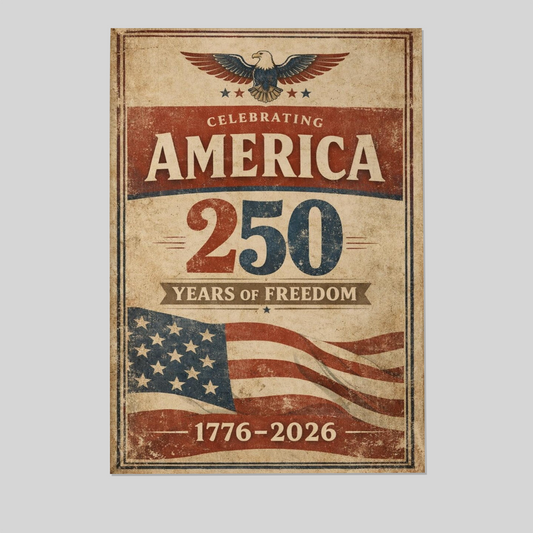 America 250 Years Poster | Framed Vertical Poster, 1776-2026 Patriotic Wall Art