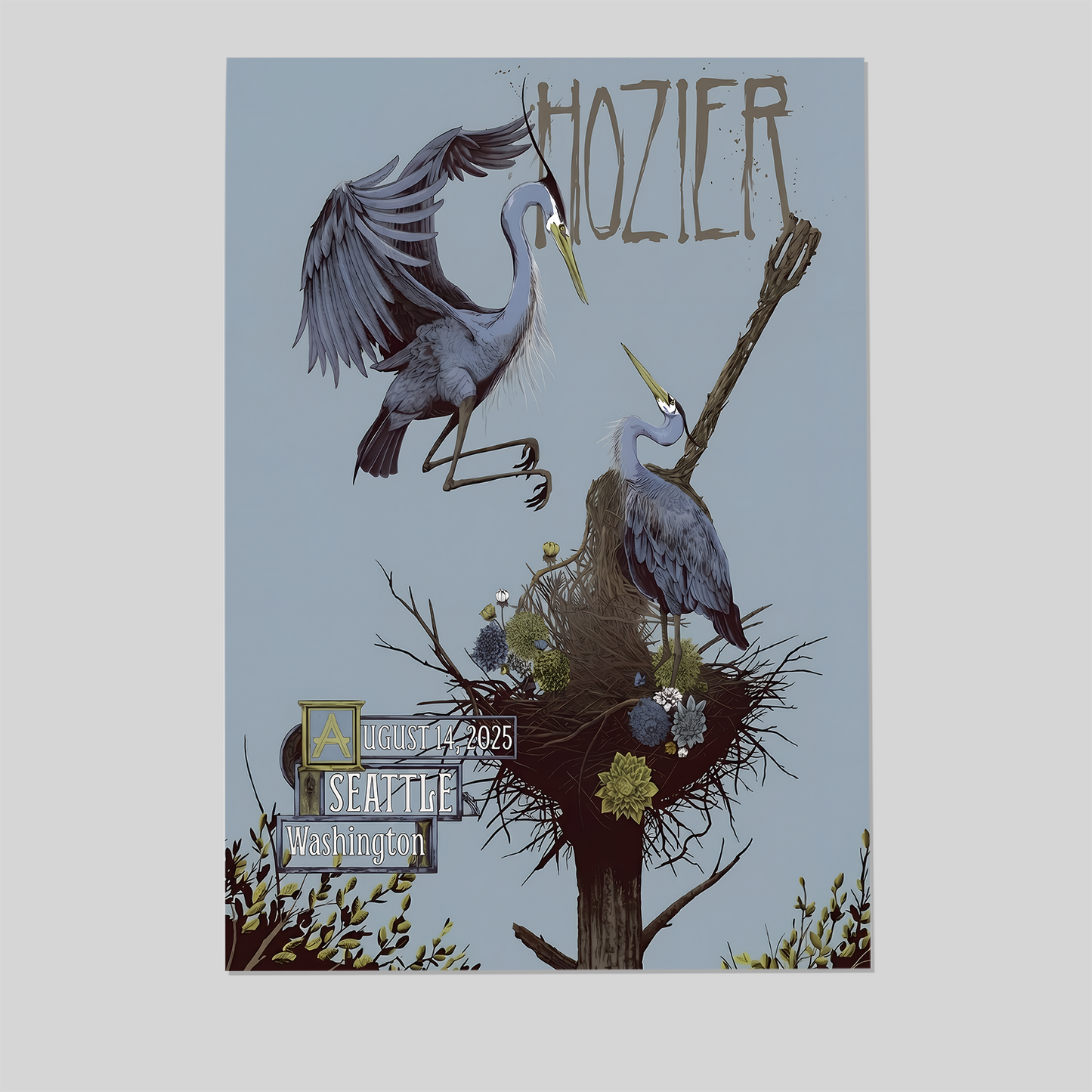 Music Poster Hozier Seattle August 14 Show Poster Tour 2025 Size 24''x36''