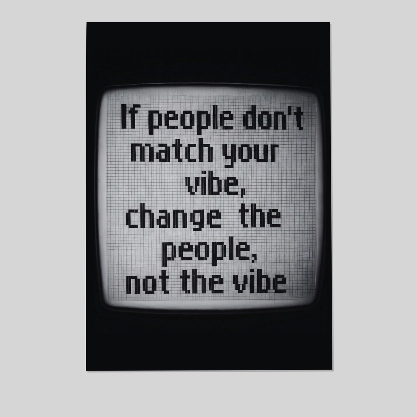 Retro Pixel Art Quote Print, Y2K Aesthetic Wall Art, Glitch TV Screen Poster, Funny Vibe Definition, Trendy Dorm Decor