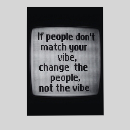 Retro Pixel Art Quote Print, Y2K Aesthetic Wall Art, Glitch TV Screen Poster, Funny Vibe Definition, Trendy Dorm Decor