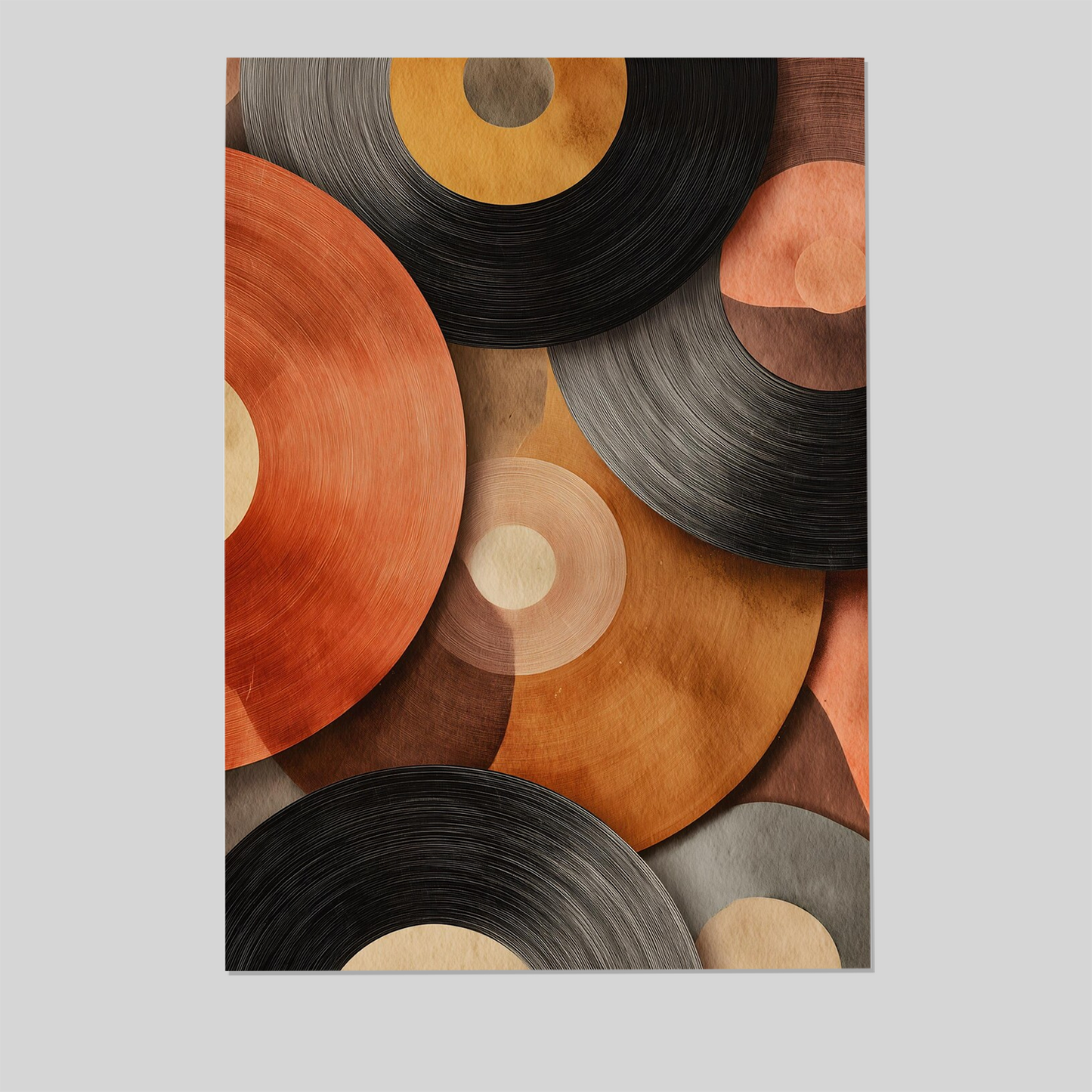 Abstract Vinyl Record Wall Art, Retro Circle Poster, Mid Century Modern Music Print, Geometric Vinyl Decor
