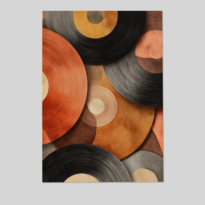 Abstract Vinyl Record Wall Art, Retro Circle Poster, Mid Century Modern Music Print, Geometric Vinyl Decor