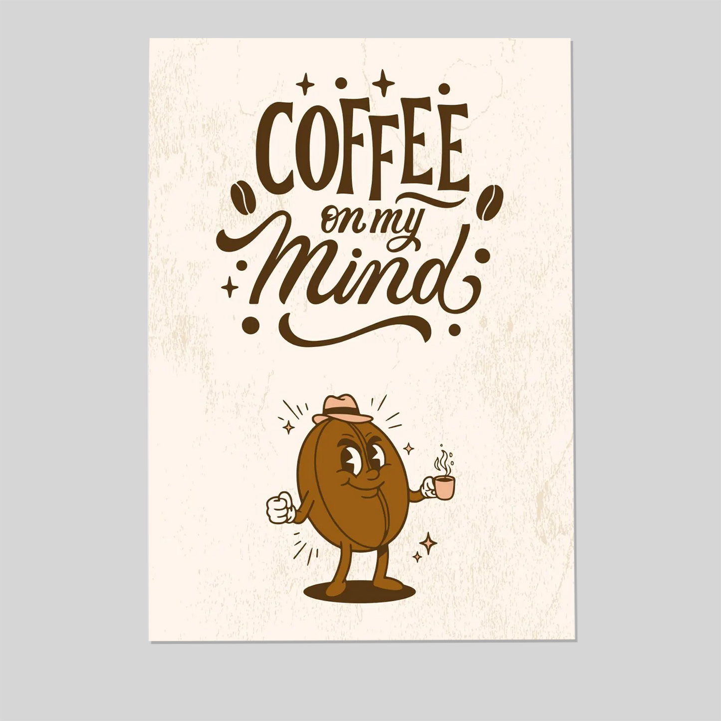 Coffee On My Mind Printable Wall Art | Cute Coffee Bean Poster | Kitchen Decor