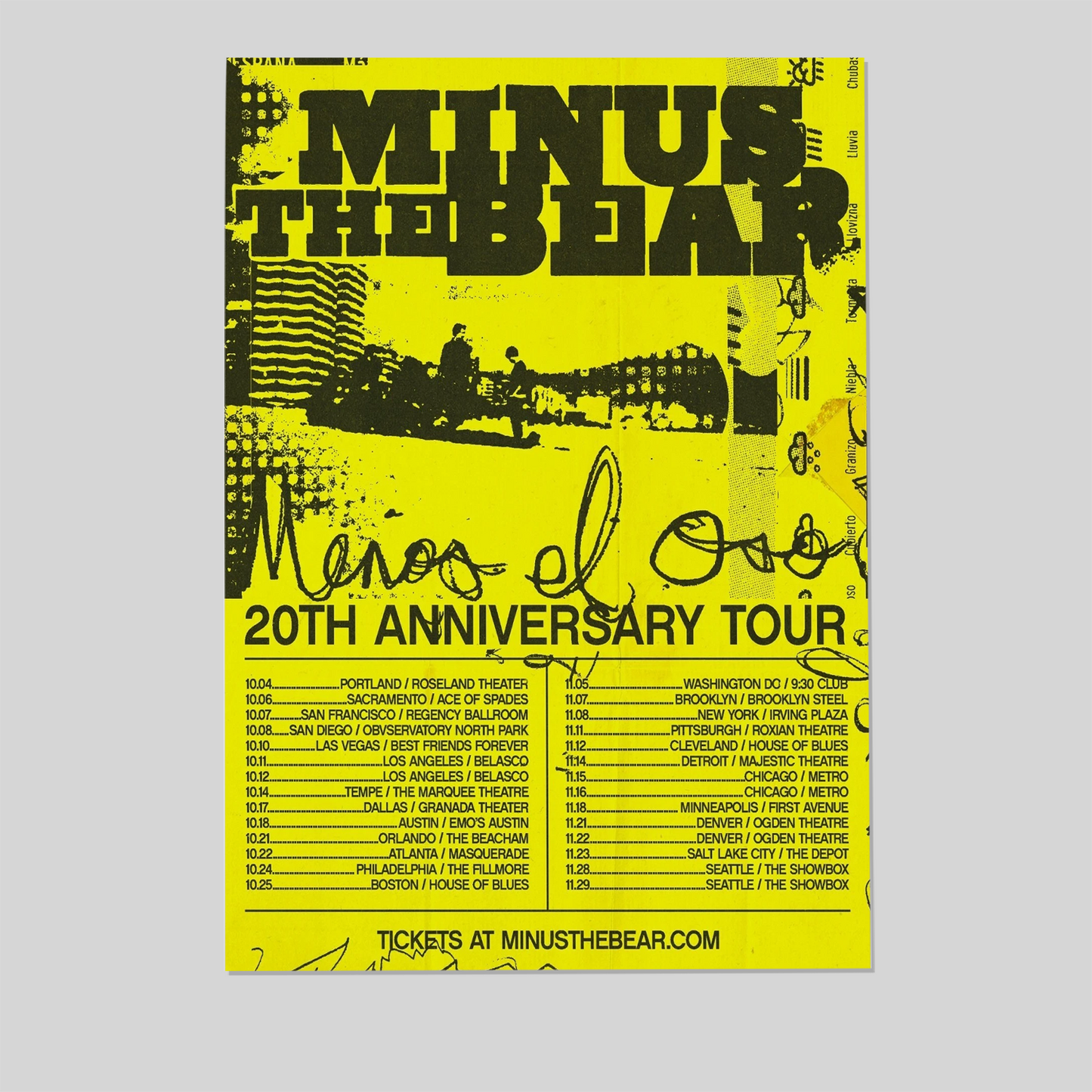 Minus the Bear's 20th Anniversary Tour Poster Size 24''x36''