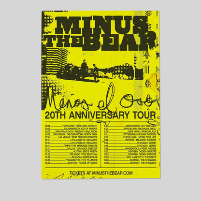 Minus the Bear's 20th Anniversary Tour Poster Size 24''x36''