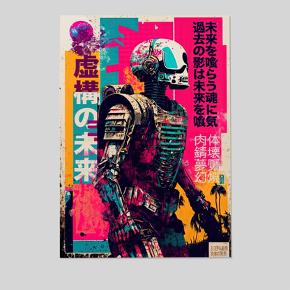 Cyberpunk Neon - Japanese Robot Poster