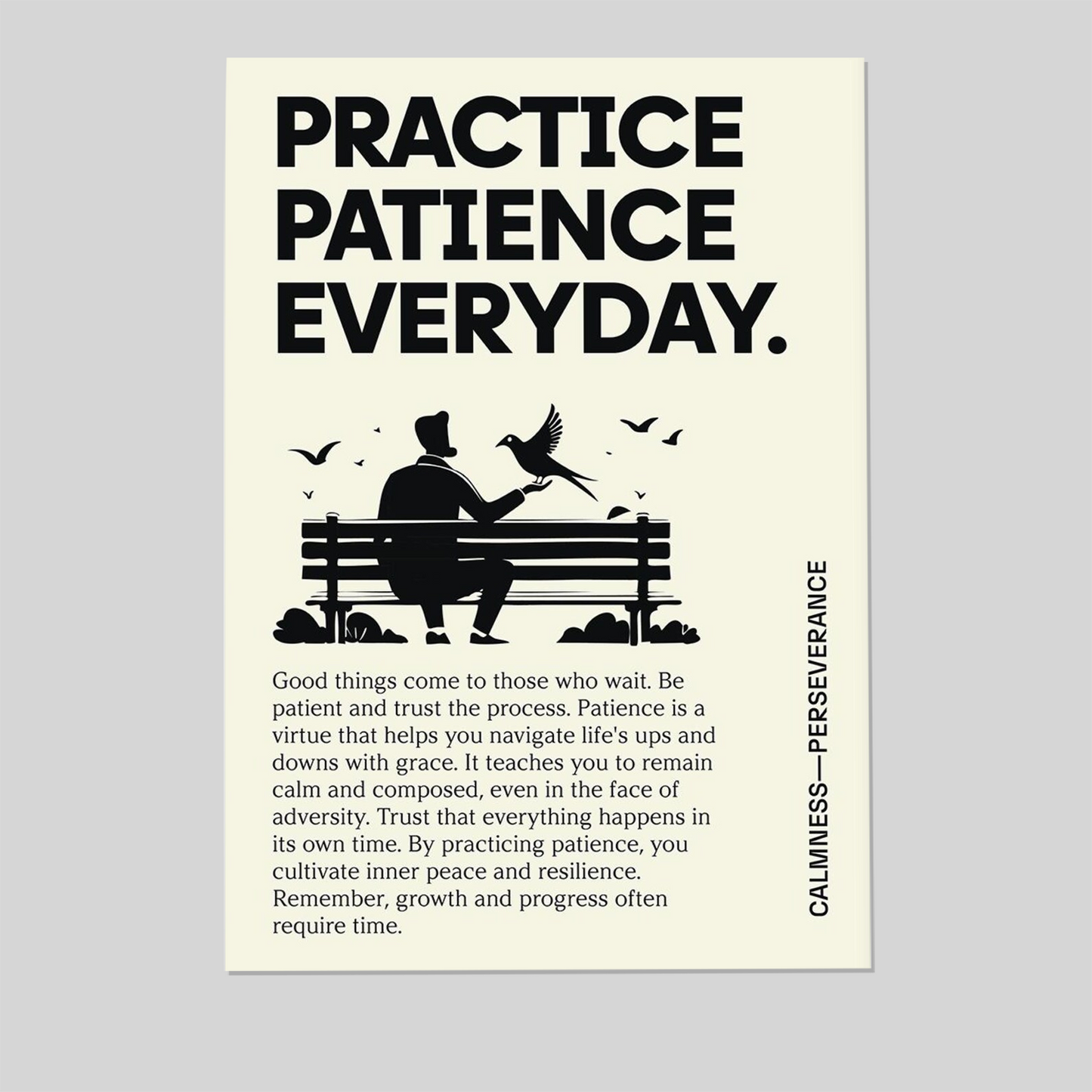Practice Patience Typography Art Print: Motivational Home Office Decor