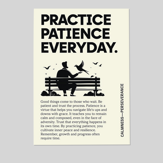 Practice Patience Typography Art Print: Motivational Home Office Decor