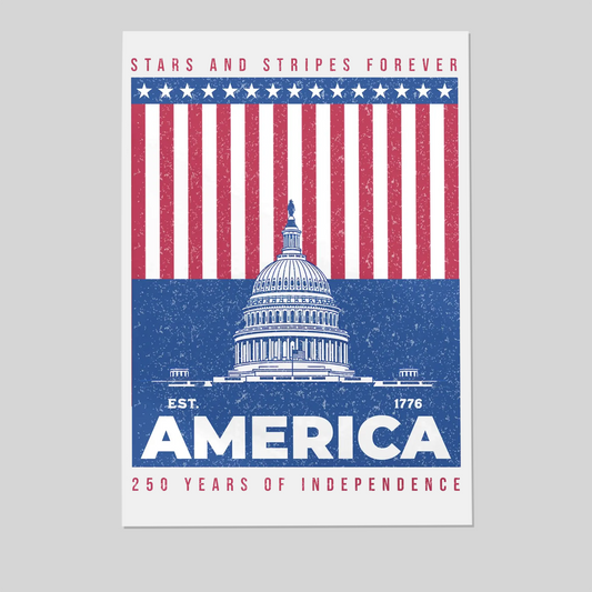 America 250 Wall Art, Patriotic Wall Decor, 4th of July Wall Art, Stars and Stripes Poster, 250th Anniversary America Print #3