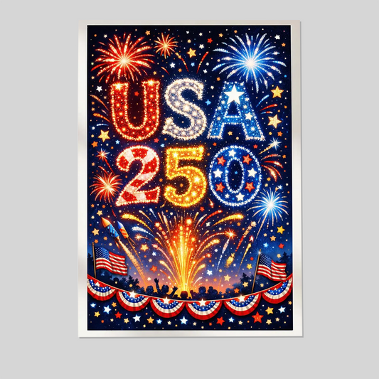 Semiquincentennial America 250 (1776–2026) Farmhouse Patriotic Decor – Rustic Independence Wall Print - Parchment Art