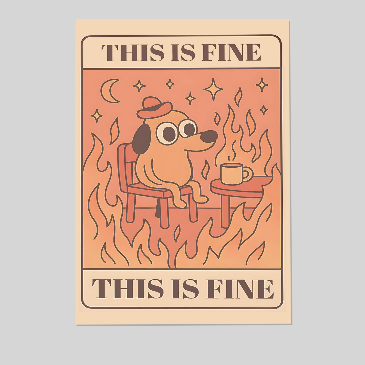 This is fine Surreal Meme Poster Printable – Everything Is Fine Wall Art – Funny Dorm Room Decor