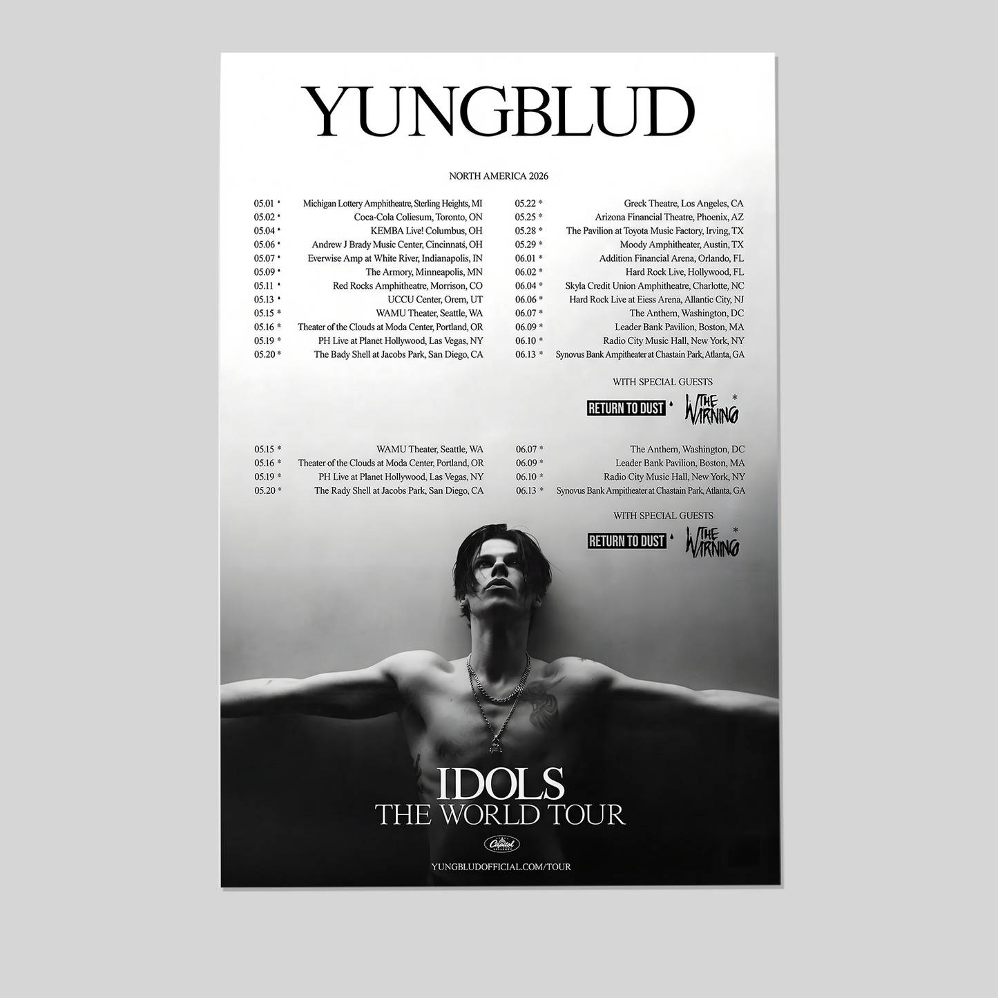 YUNGBLUD the IDOLS world 2026 USA and CANADA Size 24''x36''