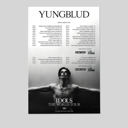YUNGBLUD the IDOLS world 2026 USA and CANADA Size 24''x36''