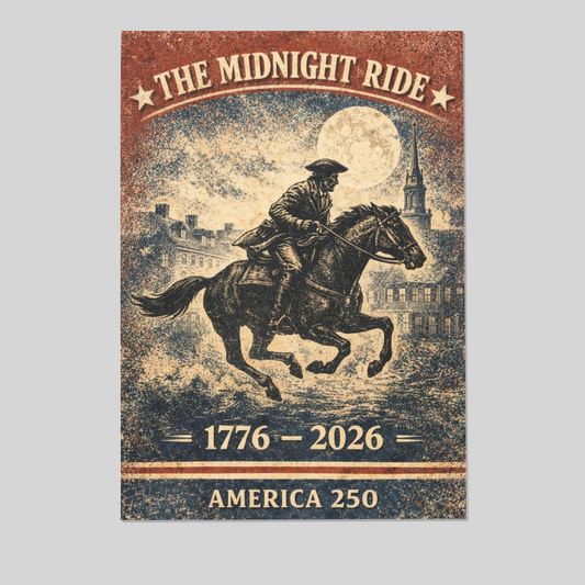 Paul Revere Midnight Ride Canvas | 1776-2026 America 250 Wall Art | Revolutionary War Decor | Vintage Patriotic Americana History Print