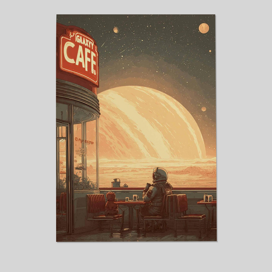 Retro Sci-Fi Poster, 70s Surreal Cosmic Decor, Futuristic Space Poster, Vintage Landscape Print, Space Artwork for Bedroom, Living Room