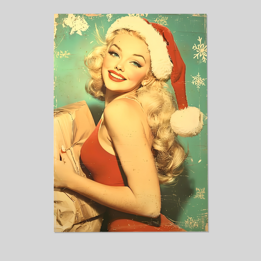 Christmas Decor- Vintage Christmas Pinup Poster, One Sheet Wall Size 24''x36''