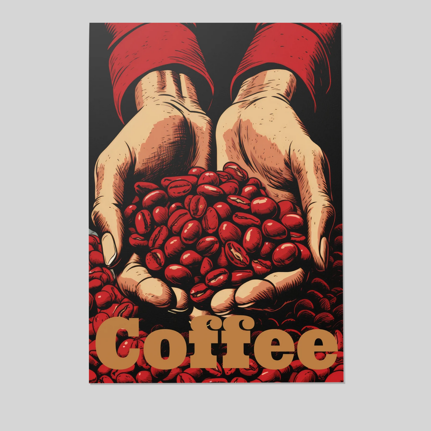 Coffee Beans Wall Art, Hands Holding Coffee Beans Poster
