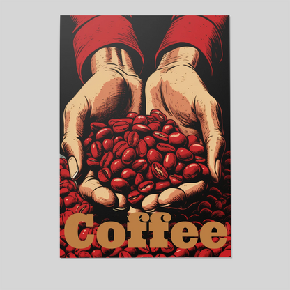 Coffee Beans Wall Art, Hands Holding Coffee Beans Poster