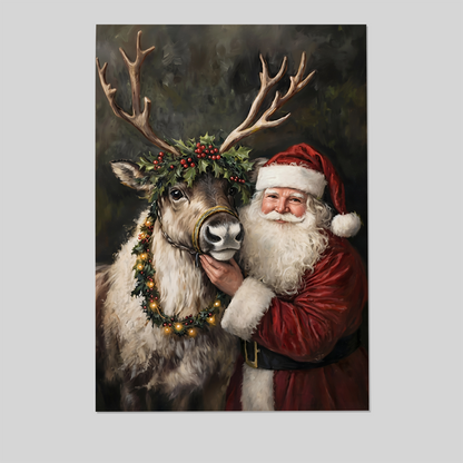 Christmas Poster- Vintage Rustic Christmas Winter Home Poster, One Sheet Wall Size 24''x36''