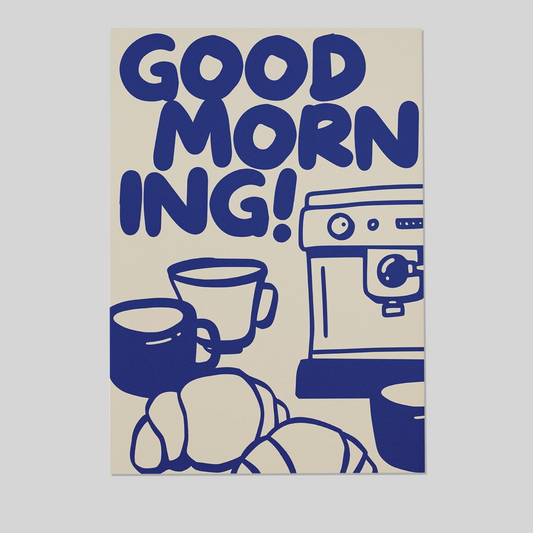 Good Morning Coffee Print Coffee Station Wall Art Trendy Blue Kitchen Poster Aesthetic Kitchen Poster Coffee Art Poster