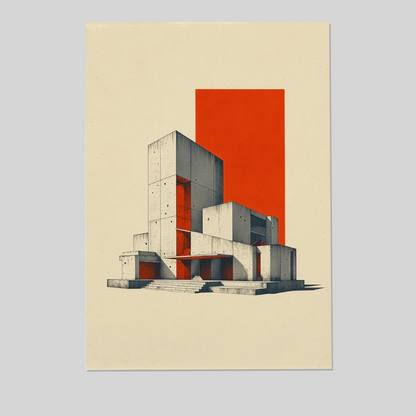 Brutalist | Concrete Geometric Poster | Modern Decor | Digital Download