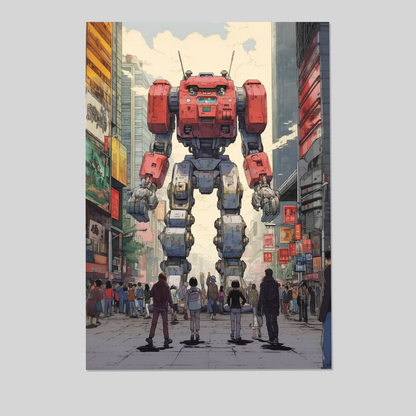 Futuristic Mecha Robot Poster: Cyberpunk Sci-Fi Poster
