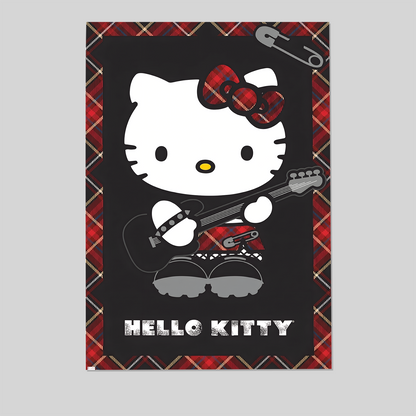 Hello Kitty 22 Punk Red Wall Poster Guitar Version Size 24''x36''