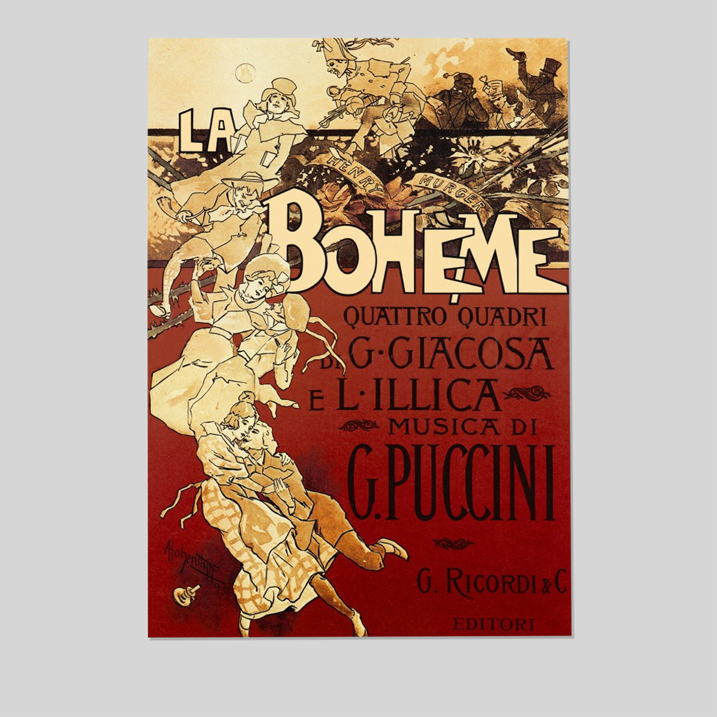 Poster for La Boheme, Opera by Giacomo Puccini, 1895 Giclee Wall Art Poster Size 24''x36''