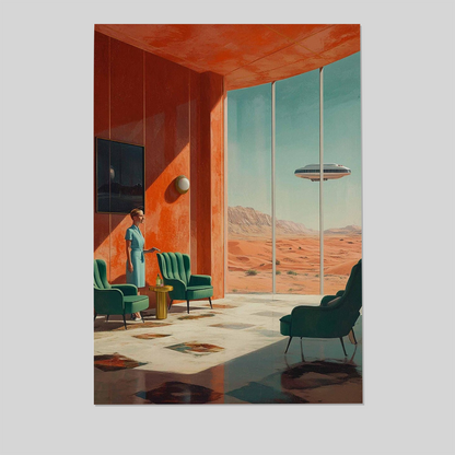 Retro Sci-Fi Poster, 70s Surreal Cosmic Decor, Futuristic Space Poster, Space Artwork for Bedroom