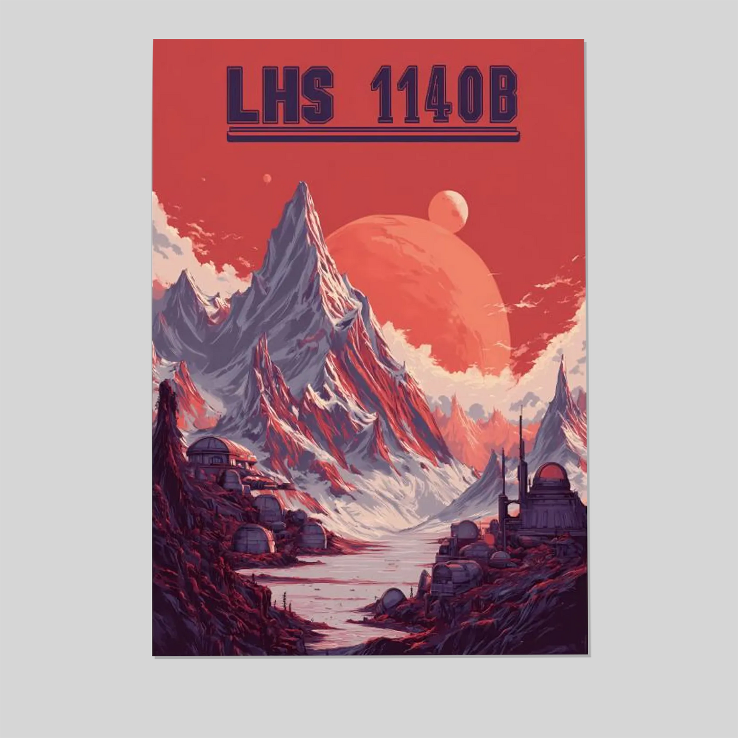 Futuristic LHS 1140B Travel Poster Retro Futurism Sci Fi Super Earth Illustration Space Colony Alien Landscape Retro Cosmic Style 3 Wall Poster