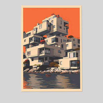 Brutalism Art Print | Brutalist Architecture | Wall Art | Minimalist illustration | Expo 67 Vintage Poster