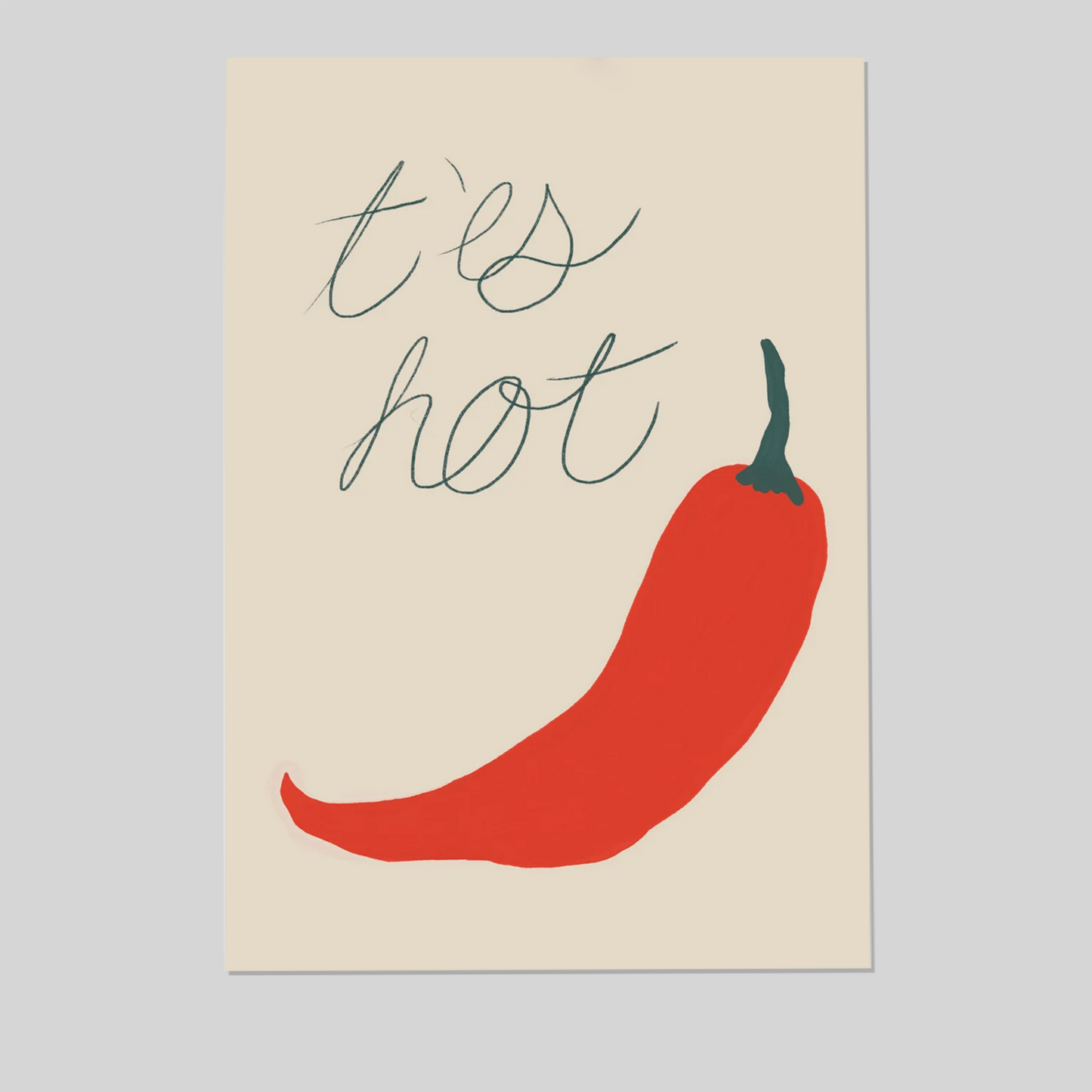 T'ES HOT // Abstract Poster, Minimalist Art Print, Hot Pepper Poster, Funny Quote,