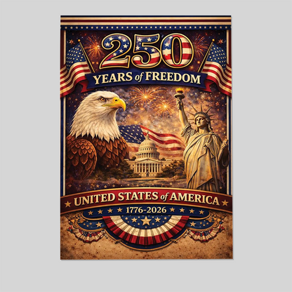 Celebrating America 250 Years Poster| Matte Stretched Wall Art 1776-2026