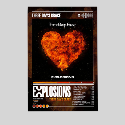 Music Poster- Three Days Grace - Explosions Album Poster, One Sheet Wall Size 24''x36''