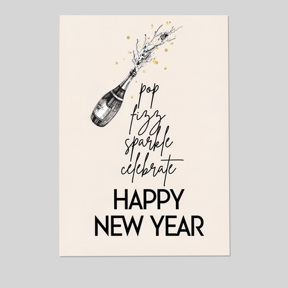 New Year Champagne Bar Poster, One Sheet Wall Size 24''x36''
