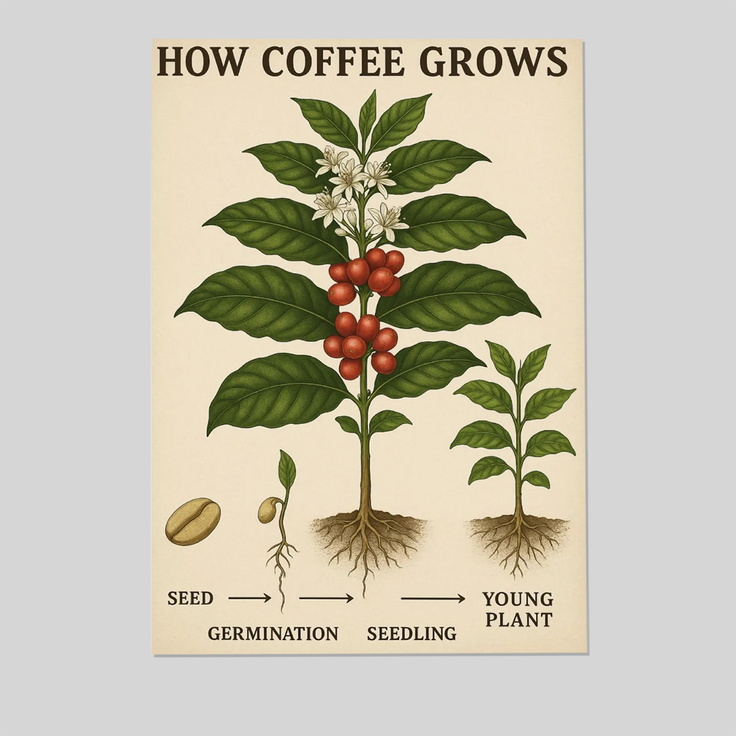 Coffee Plant Poster - Coffee Art Poster - Coffee Decor Poster - Coffee Wall art - Gift For Coffee Lovers