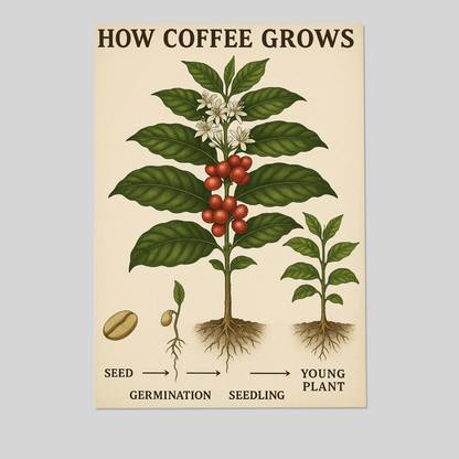 Coffee Plant Poster - Coffee Art Poster - Coffee Decor Poster - Coffee Wall art - Gift For Coffee Lovers