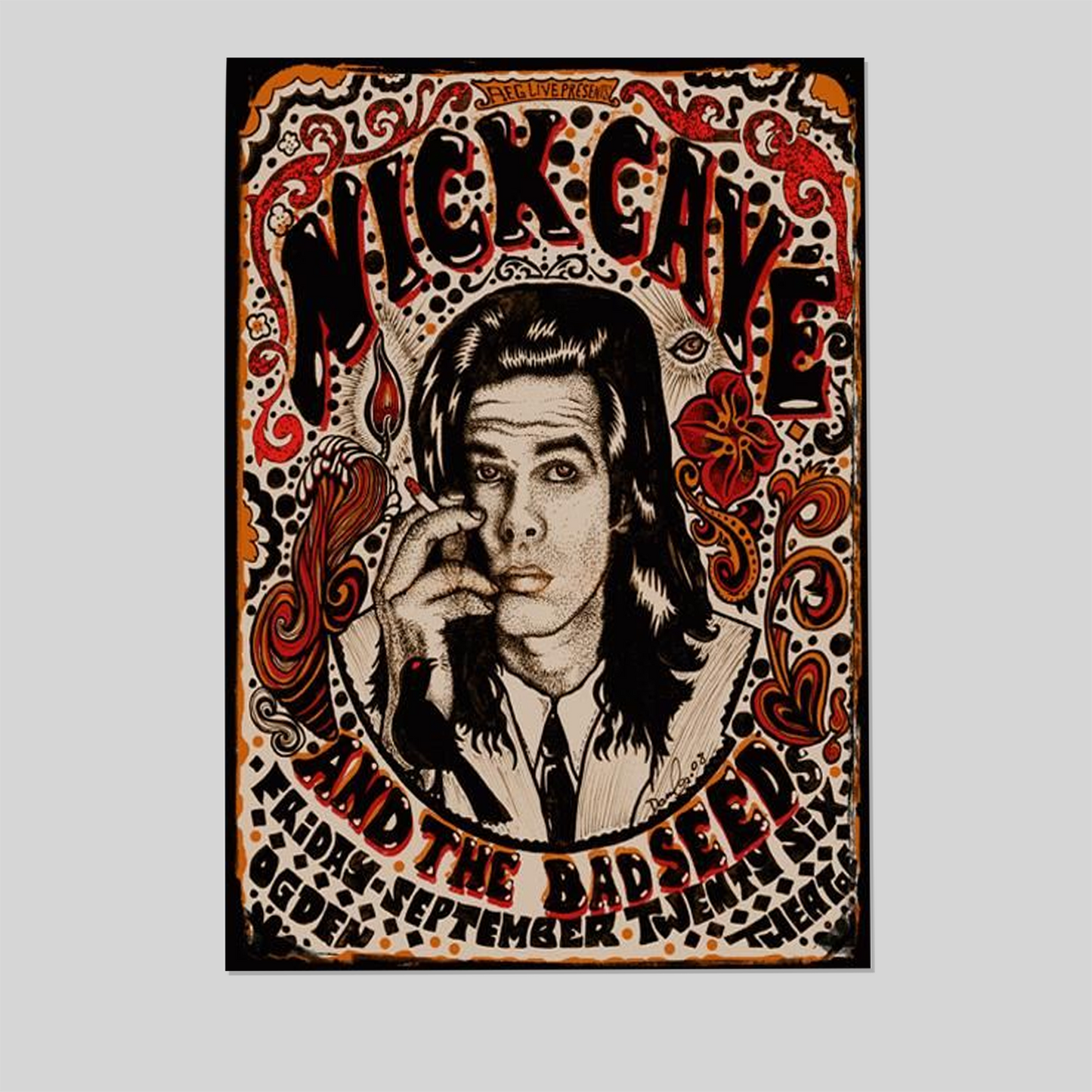 Music Poster- NICK CAVE BAD SEEDS DENVER 2008 Concert Poster Size 24''x36''