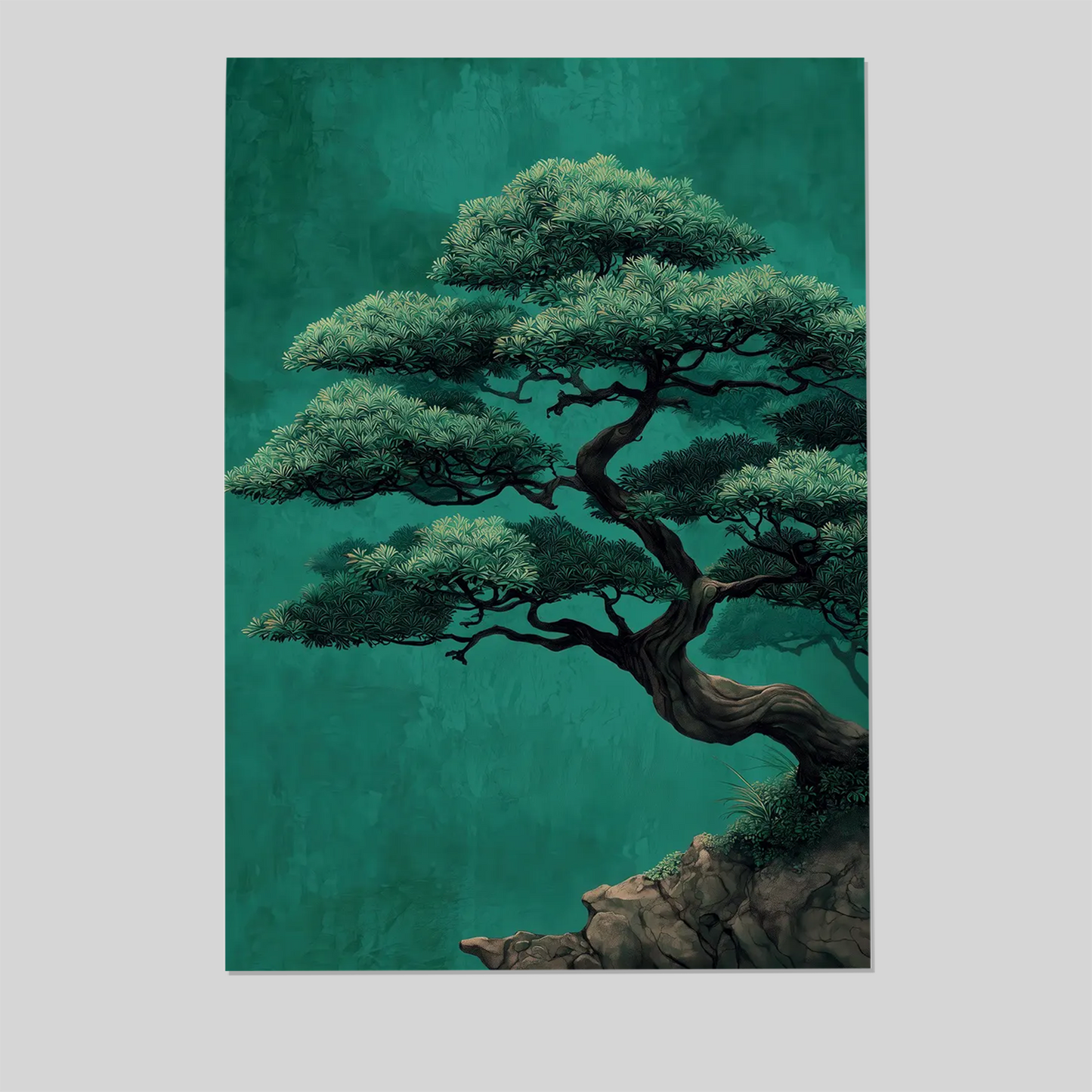 Japanese Bonsai Tree Poster, Zen Landscape Wall Art, Japandi Nature Print