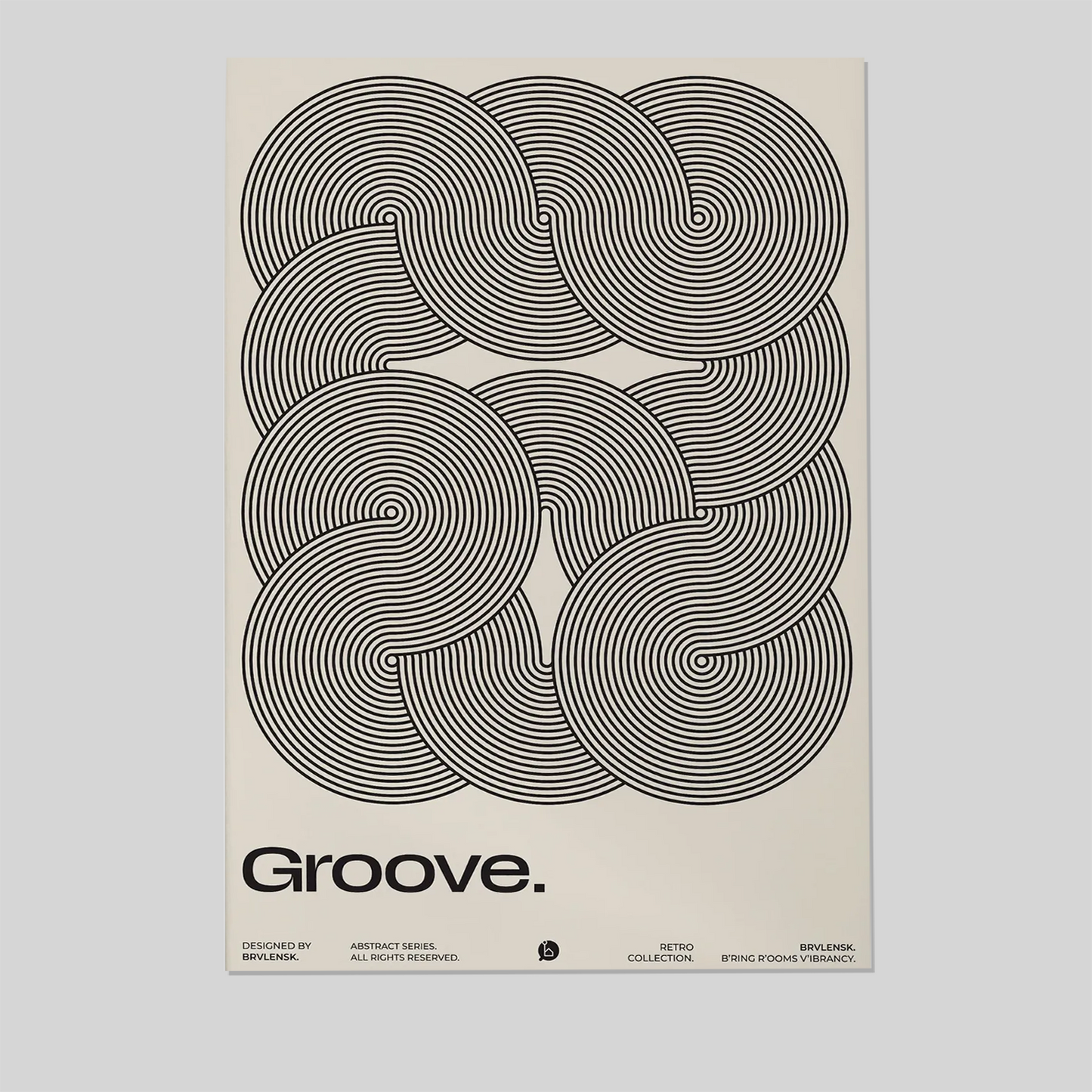 Groove Wall Art Print, Psychedelic Poster, 70s Retro Wavy Line Art, Mid Century Modern