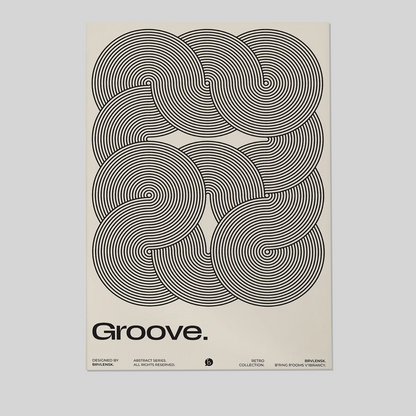 Groove Wall Art Print, Psychedelic Poster, 70s Retro Wavy Line Art, Mid Century Modern