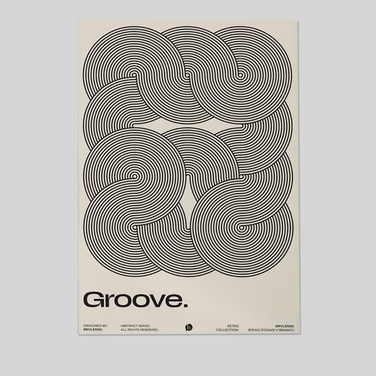 Groove Wall Art Print, Psychedelic Poster, 70s Retro Wavy Line Art, Mid Century Modern